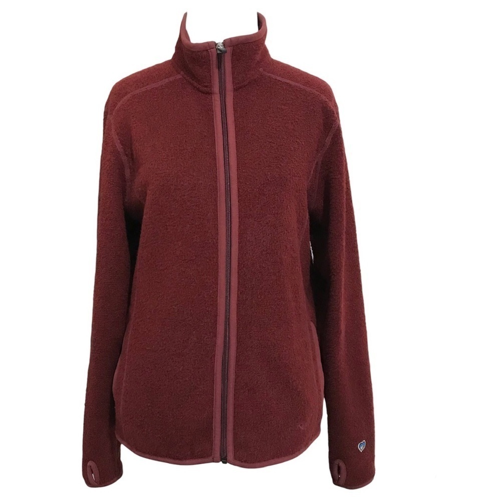 KUHL Full Zip Up Mock Neck Long Sleeve Burgundy Fleece Jacket SizeMedium